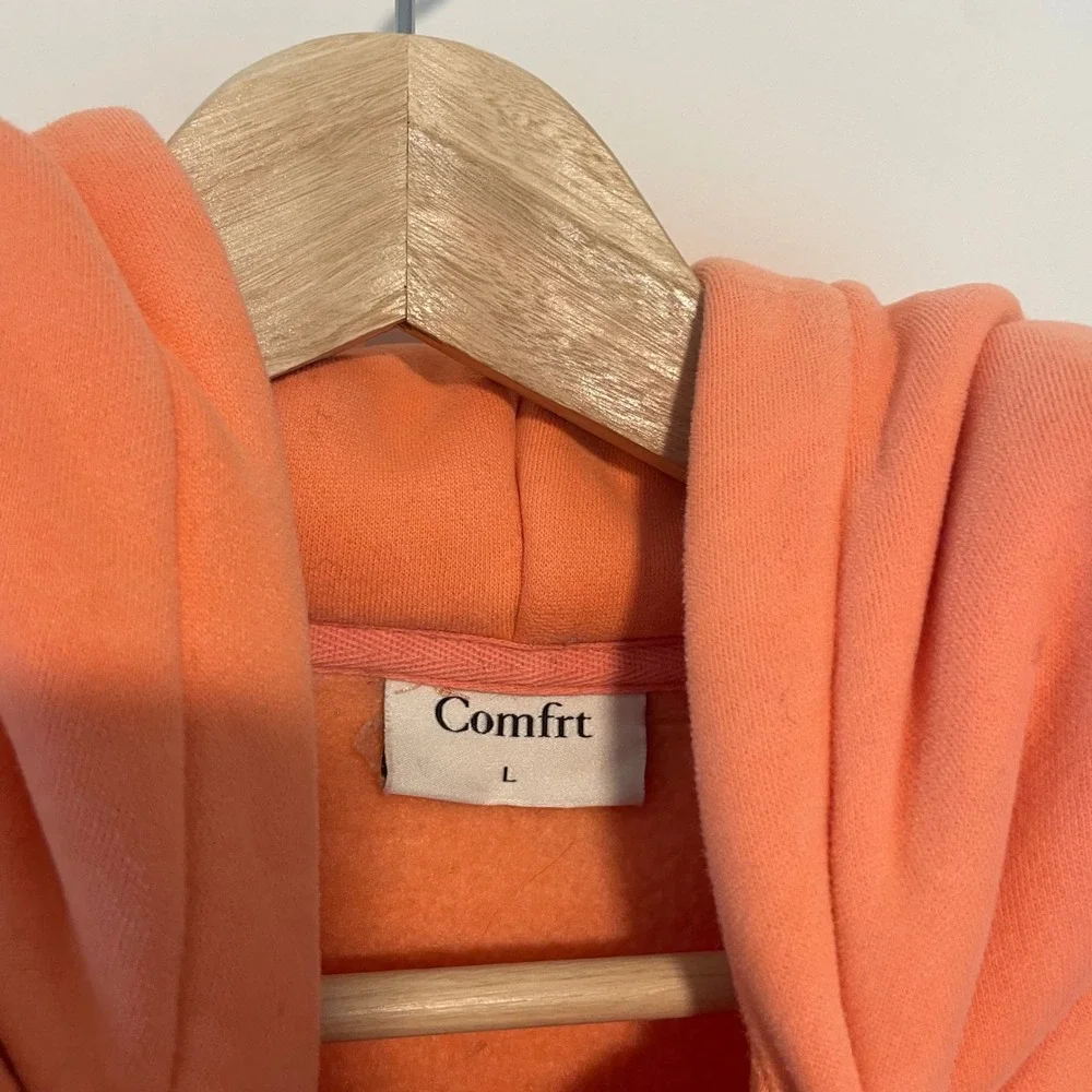 Comfrt Kids Hoodie and Joggers Matching Set Coral Peach Fleece Sweat Set Large